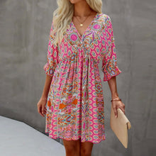 Load image into Gallery viewer, V-neck Empired Printed Mini Dress

