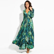 Load image into Gallery viewer, Fashion Floral V-neck Long Sleeve Maxi Dress
