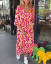 Load image into Gallery viewer, Printed Half Sleeve Loose Midi Dress
