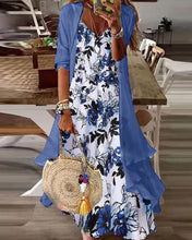 Load image into Gallery viewer, Blue Print Maxi Dress Two Piece Dress
