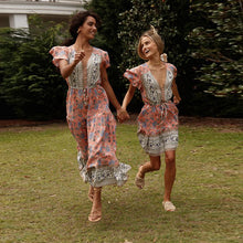 Load image into Gallery viewer, Blue Floral Print Mini Dress Sundress
