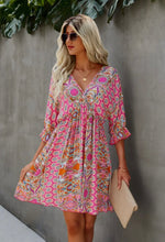 Load image into Gallery viewer, V-neck Empired Printed Mini Dress
