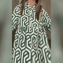 Load image into Gallery viewer, Collar Long Sleeves Print Button Down Midi Dress
