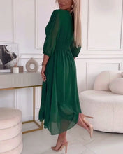 Load image into Gallery viewer, Simple V-neck Long Sleeve Midi Dress
