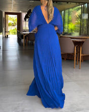 Load image into Gallery viewer, V-neck Pleated Empired Maxi Dress
