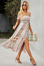 Load image into Gallery viewer, Off-Shoulder Frill Trim Split Dress
