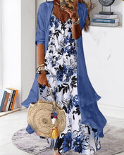 Load image into Gallery viewer, Blue Print Maxi Dress Two Piece Dress
