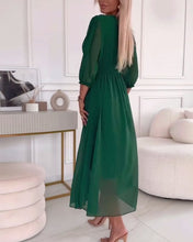 Load image into Gallery viewer, Simple V-neck Long Sleeve Midi Dress
