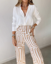 Load image into Gallery viewer, LAPEL LONG-SLEEVED SHIRT PRINTED TROUSERS TWO-PIECE SET WITHOUT BELT
