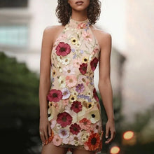 Load image into Gallery viewer, Floral Embroidery Lace Sleeveless Party Mini Dress

