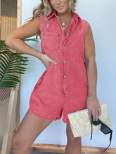 Load image into Gallery viewer, Denim Sleeveless Collared Oversized Romper
