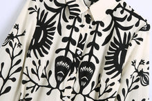 Load image into Gallery viewer, White Print Long Sleeve Button Down Midi Dress
