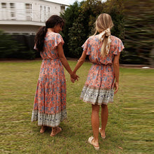 Load image into Gallery viewer, Pink Print Tiered Maxi Dress
