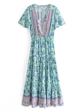 Load image into Gallery viewer, Blue Print Tiered Maxi Dress
