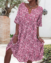 Load image into Gallery viewer, Pink Short Sleeves Loose Mini Dress
