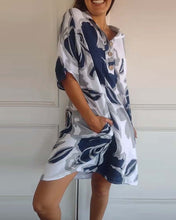 Load image into Gallery viewer, Floral Print Short Sleeves Pocket Mini Dress
