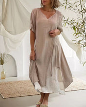 Load image into Gallery viewer, Short Sleeve V-neck Tiered Midi Dress
