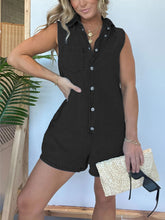 Load image into Gallery viewer, Denim Sleeveless Collared Oversized Romper
