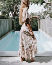 Load image into Gallery viewer, Boho Beige Floral Print High Low Dress
