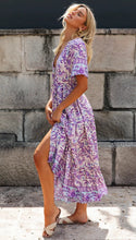 Load image into Gallery viewer, Boho Floral Print Short Sleeves Midi Dress
