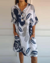Load image into Gallery viewer, Floral Print Short Sleeves Pocket Mini Dress
