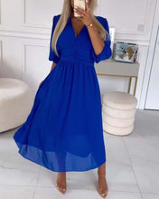 Load image into Gallery viewer, Simple V-neck Long Sleeve Midi Dress
