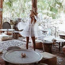 Load image into Gallery viewer, White Hollow Out Lace Patchwork Dress Coverup
