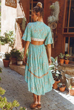 Load image into Gallery viewer, Boho Blue Floral Print High Low Dress
