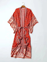 Load image into Gallery viewer, Red Boho Loose Print Kimono Cover up
