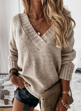 Load image into Gallery viewer, Brown V-neck Sweater
