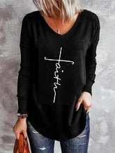 Load image into Gallery viewer, Black Faith Print Long Sleeve Top
