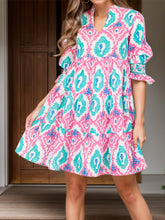 Load image into Gallery viewer, Tiered Printed Half Sleeve Mini Dress
