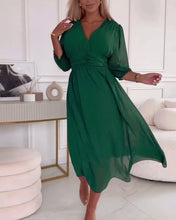 Load image into Gallery viewer, Simple V-neck Long Sleeve Midi Dress
