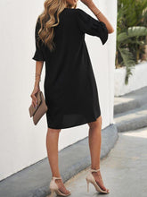 Load image into Gallery viewer, Basic Black V-Neck Short Sleeve Mini Dress
