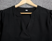 Load image into Gallery viewer, Basic Black V-Neck Short Sleeve Mini Dress

