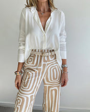 Load image into Gallery viewer, LAPEL LONG-SLEEVED SHIRT PRINTED TROUSERS TWO-PIECE SET WITHOUT BELT
