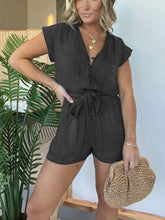 Load image into Gallery viewer, Short Sleeve Button Down Tencel Denim Romper
