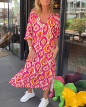 Load image into Gallery viewer, Printed Half Sleeve Loose Midi Dress

