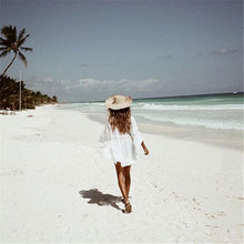 Load image into Gallery viewer, White Hollow Out Lace Patchwork Dress Coverup
