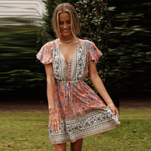 Load image into Gallery viewer, Pink Floral Print Mini Dress Sundress

