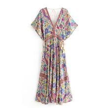 Load image into Gallery viewer, Boho Floral Peacock Print Long Dress
