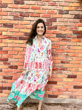 Load image into Gallery viewer, Pink Long Sleeve Tiered Midi Dress
