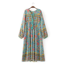 Load image into Gallery viewer, Boho Long Sleeves Floral Loose Midi Dress
