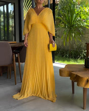 Load image into Gallery viewer, V-neck Pleated Empired Maxi Dress
