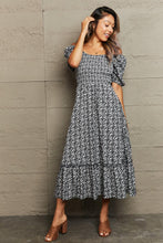 Load image into Gallery viewer, Floral Lace-Up Off-Shoulder Midi Dress
