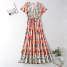 Load image into Gallery viewer, Pink Print Tiered Maxi Dress
