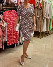 Load image into Gallery viewer, Brown Print Short Sleeve Mini Dress
