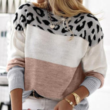 Load image into Gallery viewer, Leopard  Striped Long Sleeve Sweater
